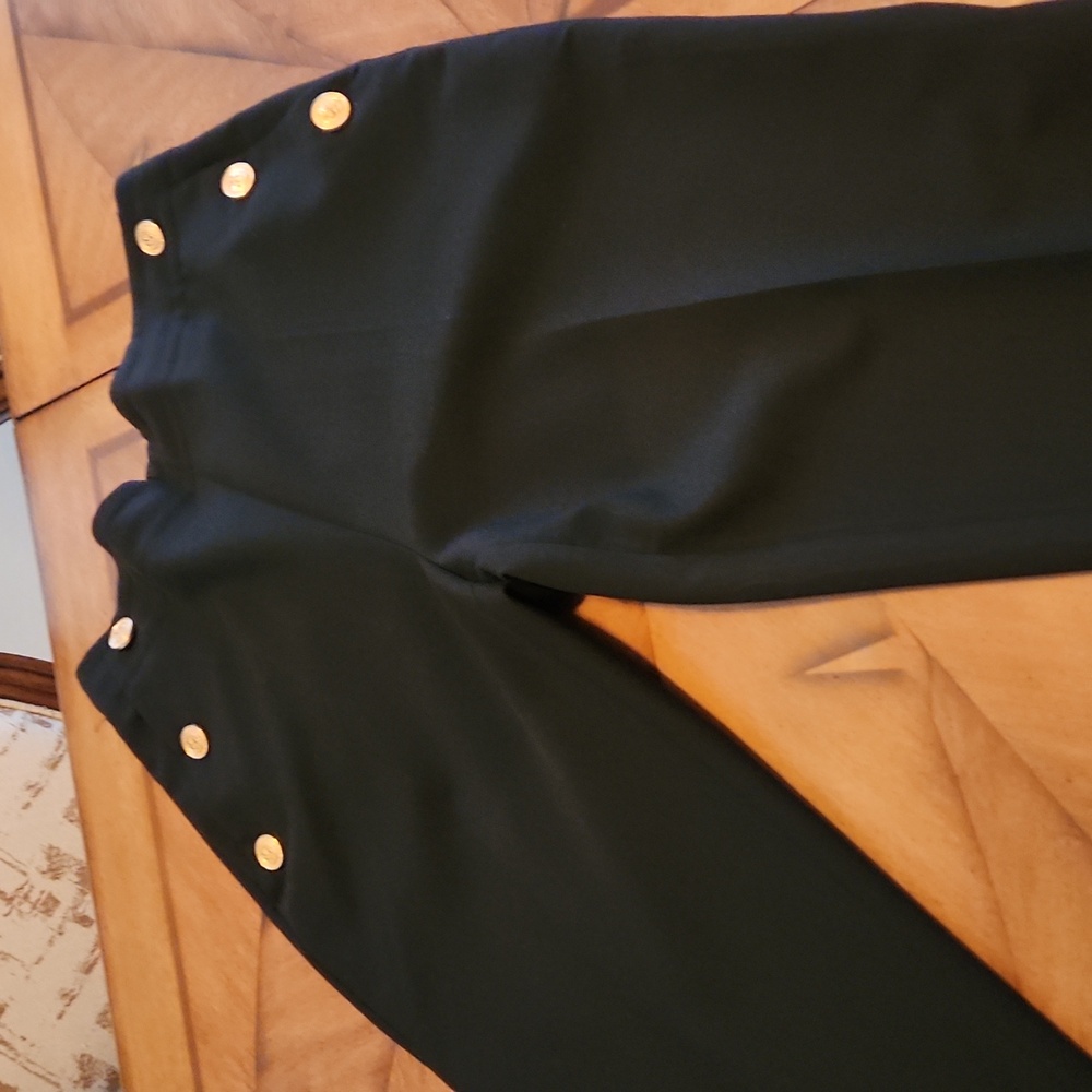 ZARA BUTTONED STRAIGHT LEG BLACK PANTS